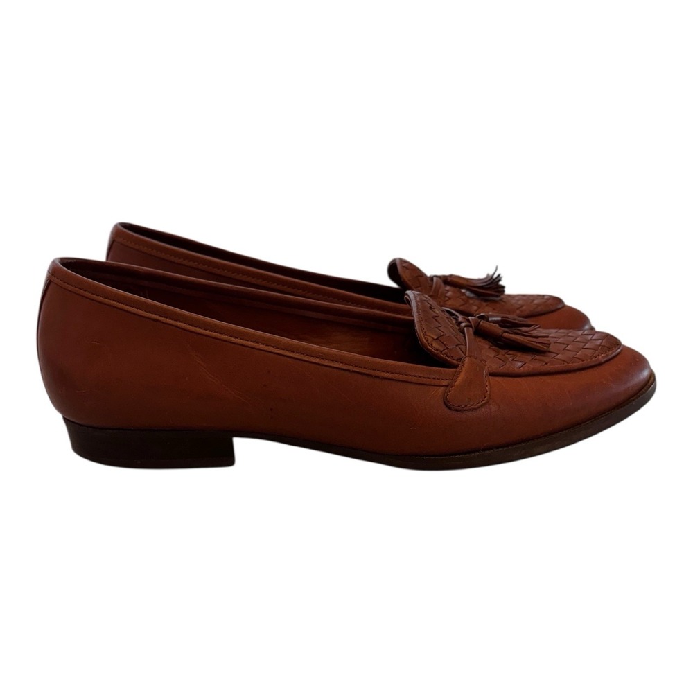 Vintage Etienne Aigner Womens 7 N Tassel Loafers Woven Brown Leather Made Spain - Picture 3 of 13